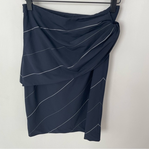 MM Lafleur The Bowery Skirt Navy Slant Stripe Sz 2 Italian Wool Blend 22 - Picture 6 of 8